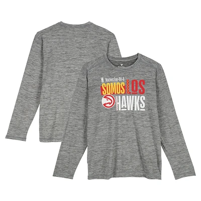 Zaccharie Risacher Atlanta Hawks Player-Worn Gray Los Hawks Long Sleeve T- Shirt from the 2024-25 NBA Season - Size LT