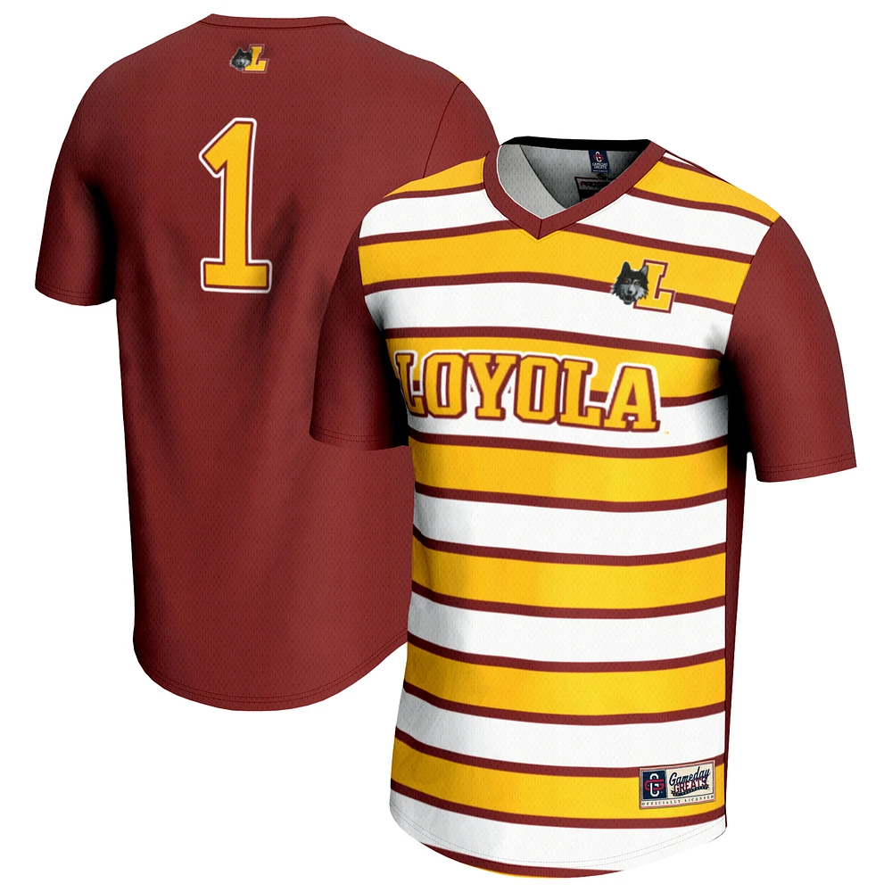 Youth GameDay Greats #1 Maroon Loyola Chicago Ramblers Lightweight Soccer Fashion Jersey