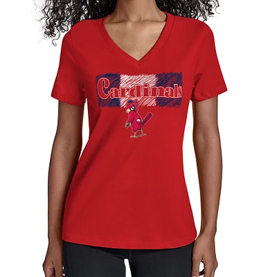 Women's Starter Red St. Louis Cardinals Team Color Shading V-Neck T-Shirt