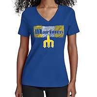 Women's Starter Royal Seattle Mariners Team Color Shading V-Neck T-Shirt