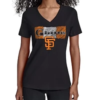 Women's Starter Black San Francisco Giants Team Color Shading V-Neck T-Shirt