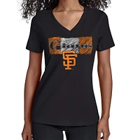 Women's Starter Black San Francisco Giants Team Color Shading V-Neck T-Shirt
