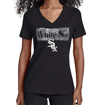 Women's Starter Black Chicago White Sox Team Color Shading V-Neck T-Shirt