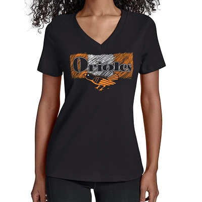 Women's Starter Black Baltimore Orioles Team Color Shading V-Neck T-Shirt