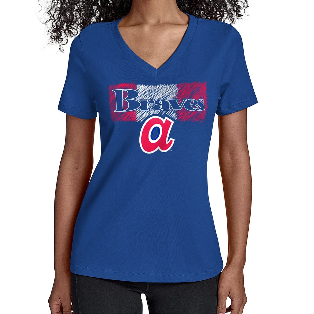 Women's Starter Royal Atlanta Braves Team Color Shading V-Neck T-Shirt