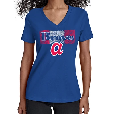 Women's Starter Royal Atlanta Braves Team Color Shading V-Neck T-Shirt