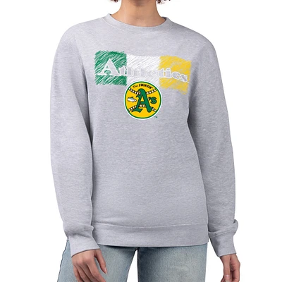 Women's Starter Gray Athletics Team Color Shading Fleece Pullover Sweatshirt