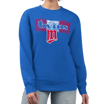 Women's Starter Royal Minnesota Twins Team Color Shading Fleece Pullover Sweatshirt