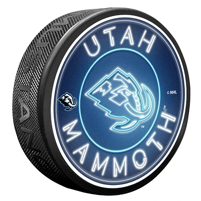 Utah Mammoth Neon Hockey Puck