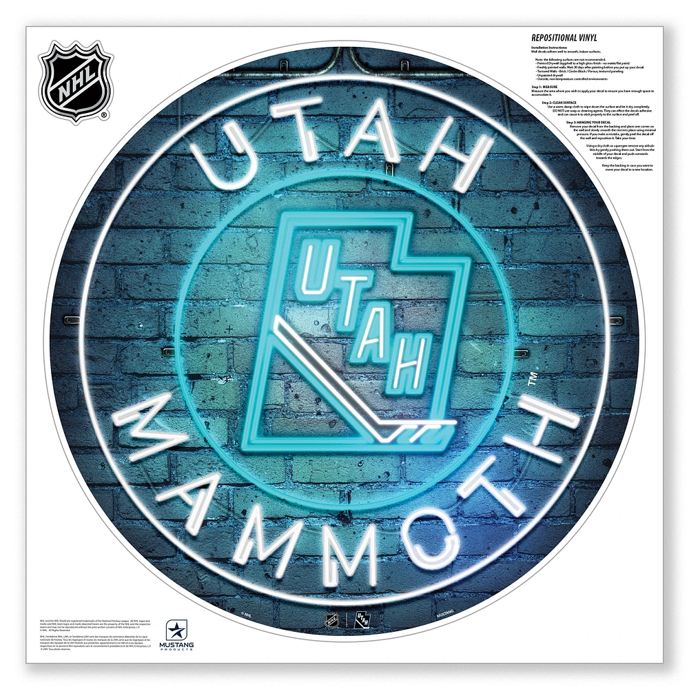 Utah Mammoth 28" x 28" Neon Primary Wall Decal