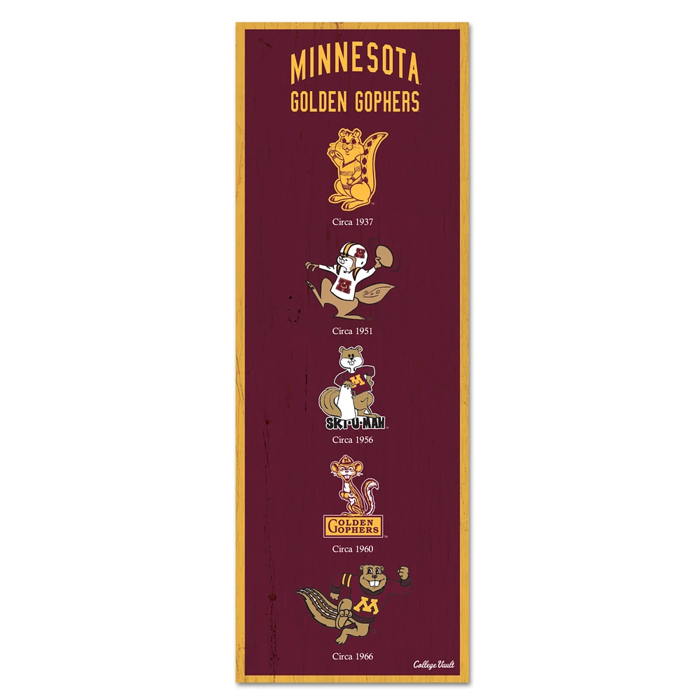 WinCraft Minnesota Golden Gophers 6" x 17" Logo Evolution Wood Sign