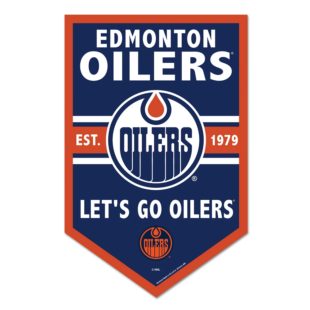 WinCraft Edmonton Oilers 11" x 17" Chevron Wood Sign