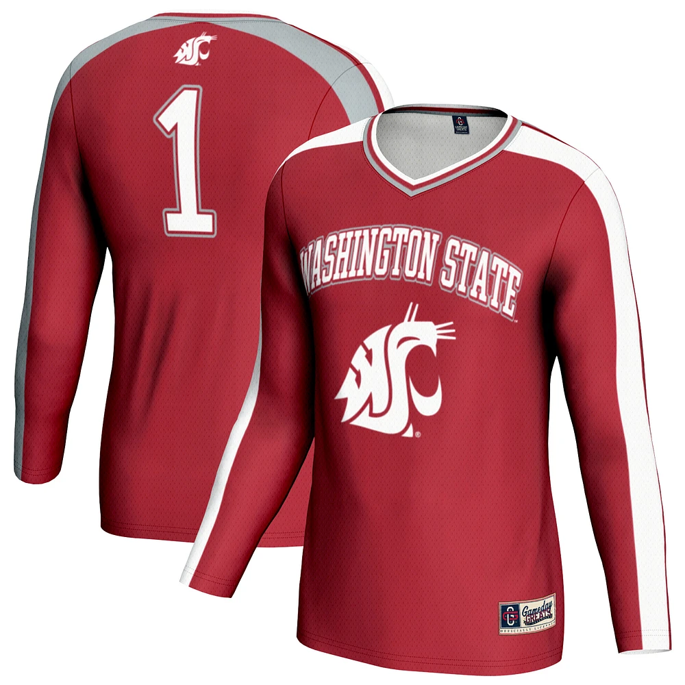 Unisex GameDay Greats Crimson Washington State Cougars #1 Lightweight Volleyball Fashion Jersey