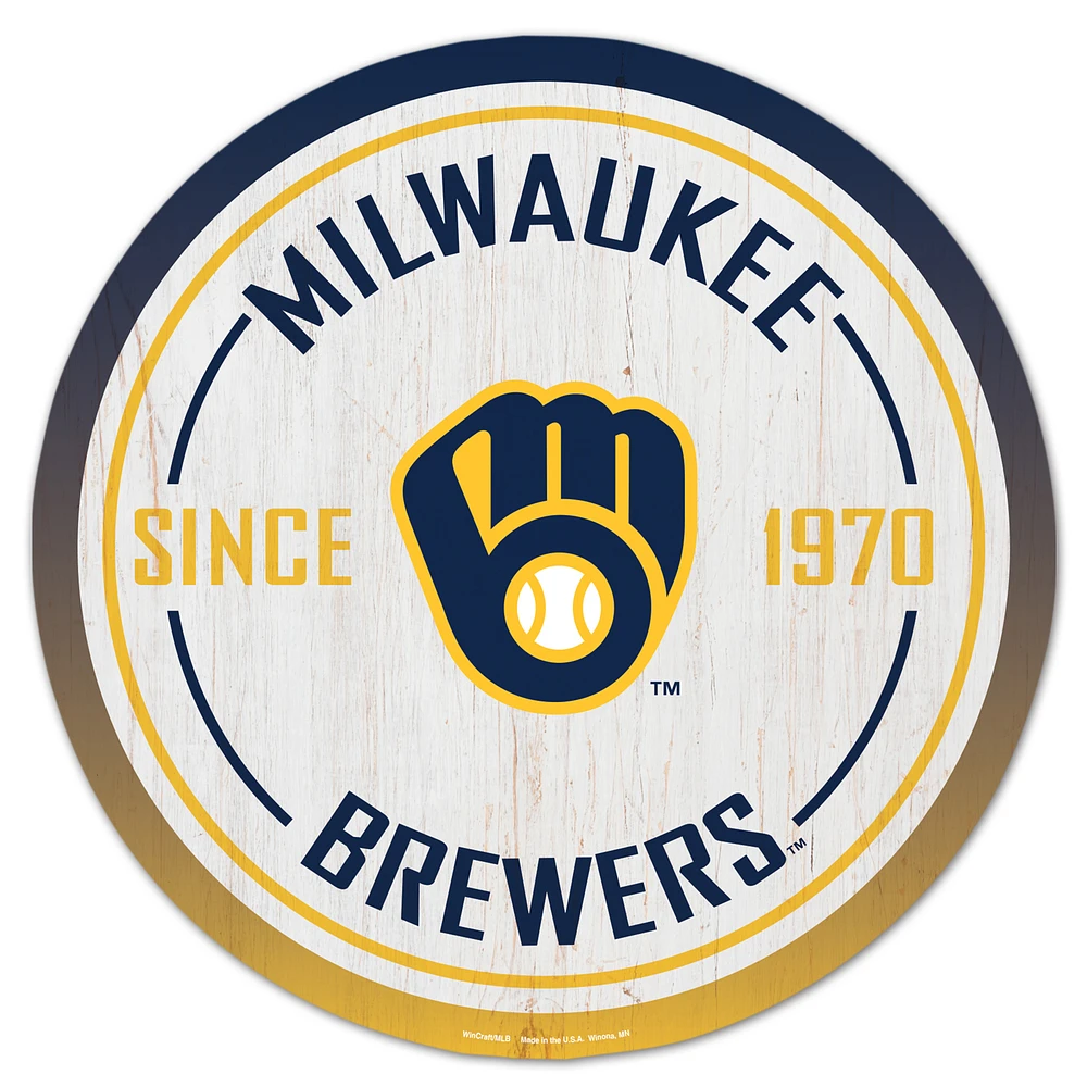 WinCraft Milwaukee Brewers 14" Established Year Circular Wood Sign