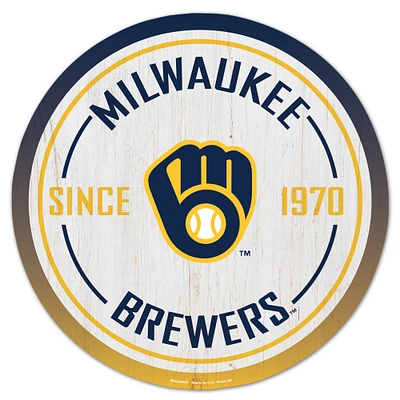 WinCraft Milwaukee Brewers 14" Established Year Circular Wood Sign
