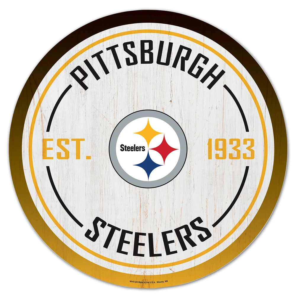 WinCraft Pittsburgh Steelers 14" Established Year Circular Wood Sign