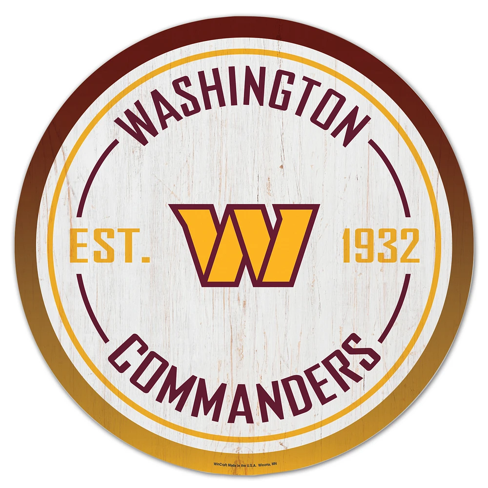 WinCraft Washington Commanders 14" Established Year Circular Wood Sign
