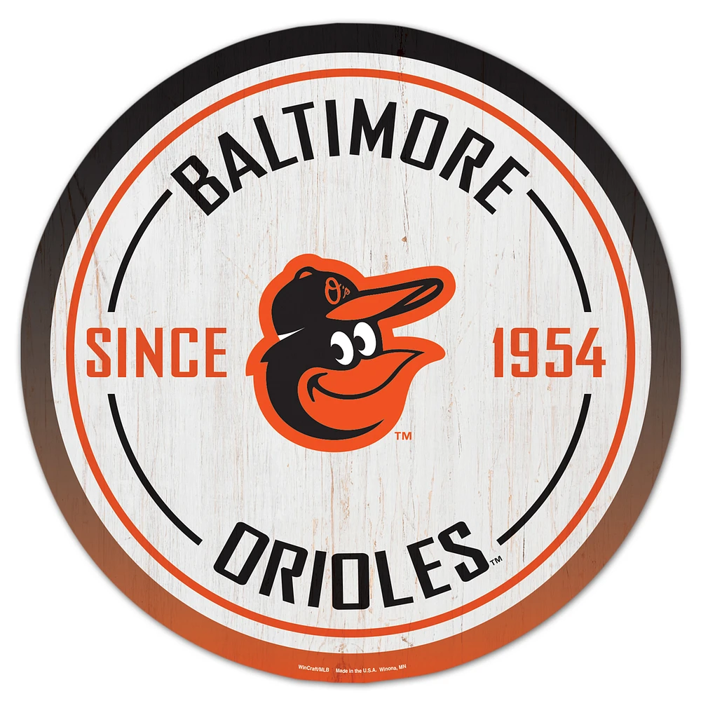 WinCraft Baltimore Orioles 14" Established Year Circular Wood Sign