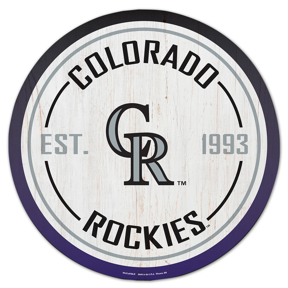 WinCraft Colorado Rockies 14" Established Year Circular Wood Sign