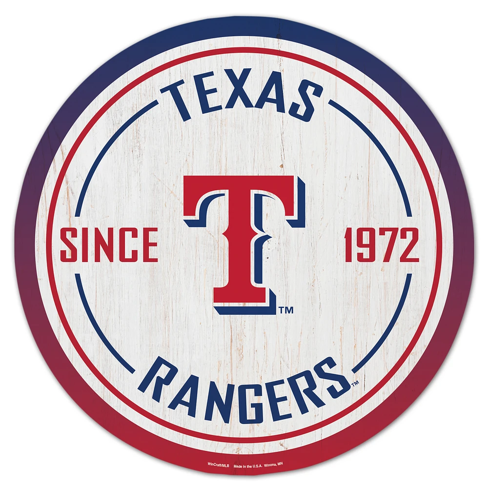 WinCraft Texas Rangers 14" Established Year Circular Wood Sign