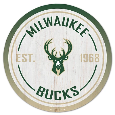 WinCraft Milwaukee Bucks 14" Established Year Circular Wood Sign