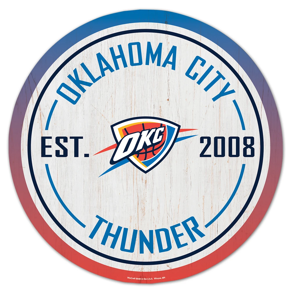 WinCraft Oklahoma City Thunder 14" Established Year Circular Wood Sign