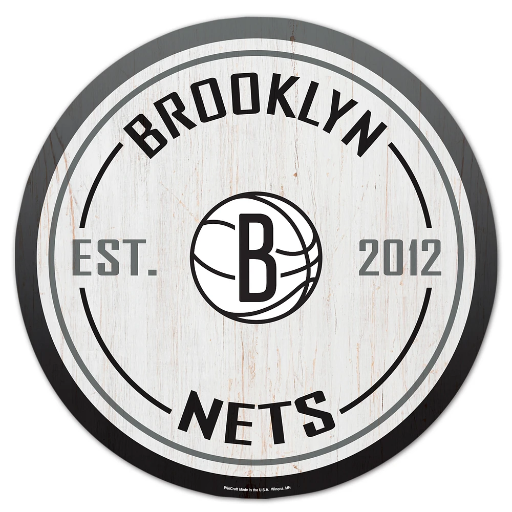 WinCraft Brooklyn Nets 14" Established Year Circular Wood Sign