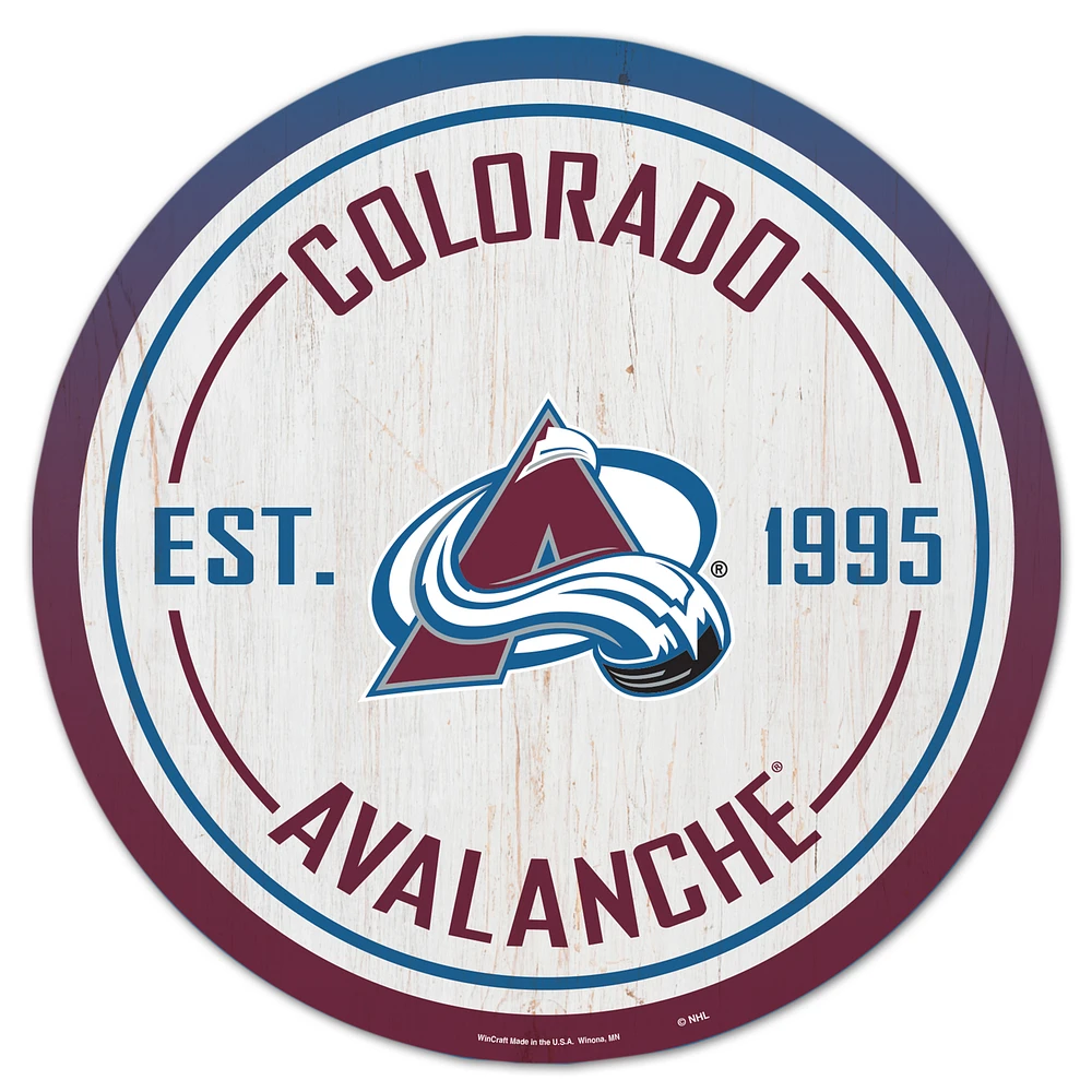 WinCraft Colorado Avalanche 14" Established Year Circular Wood Sign
