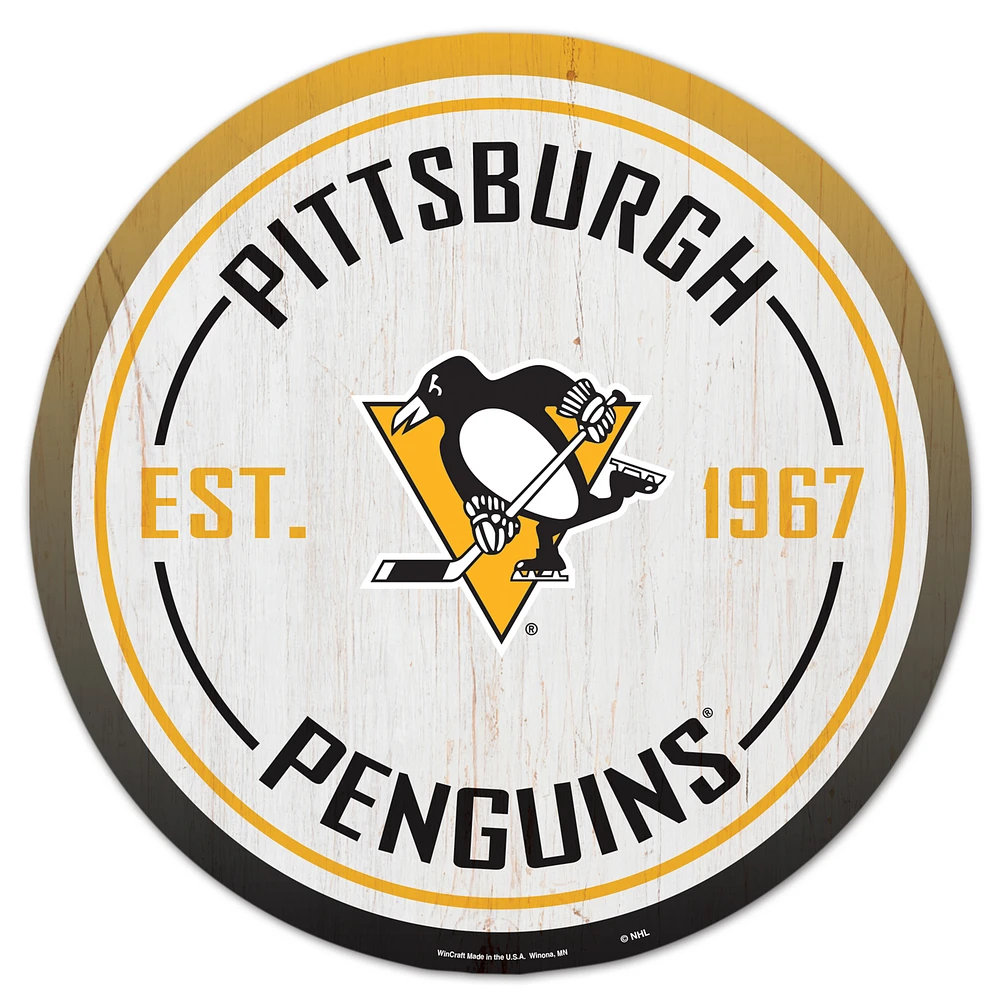 WinCraft Pittsburgh Penguins 14" Established Year Circular Wood Sign