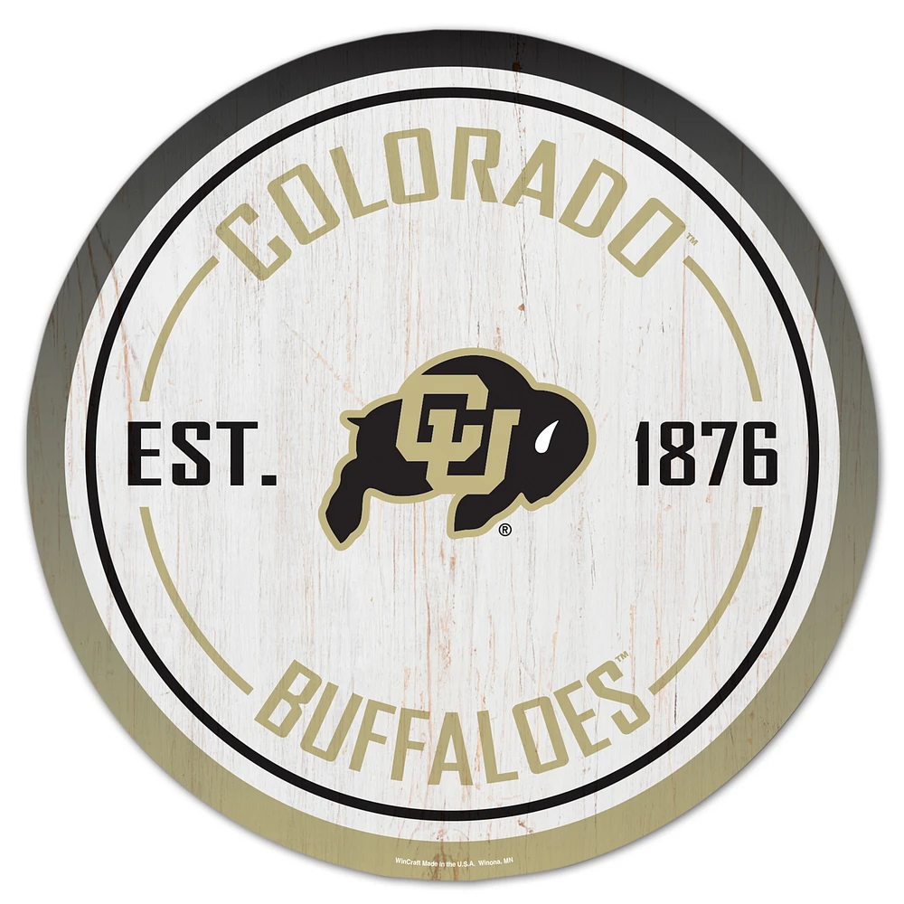 WinCraft Colorado Buffaloes 14" Established Year Circular Wood Sign