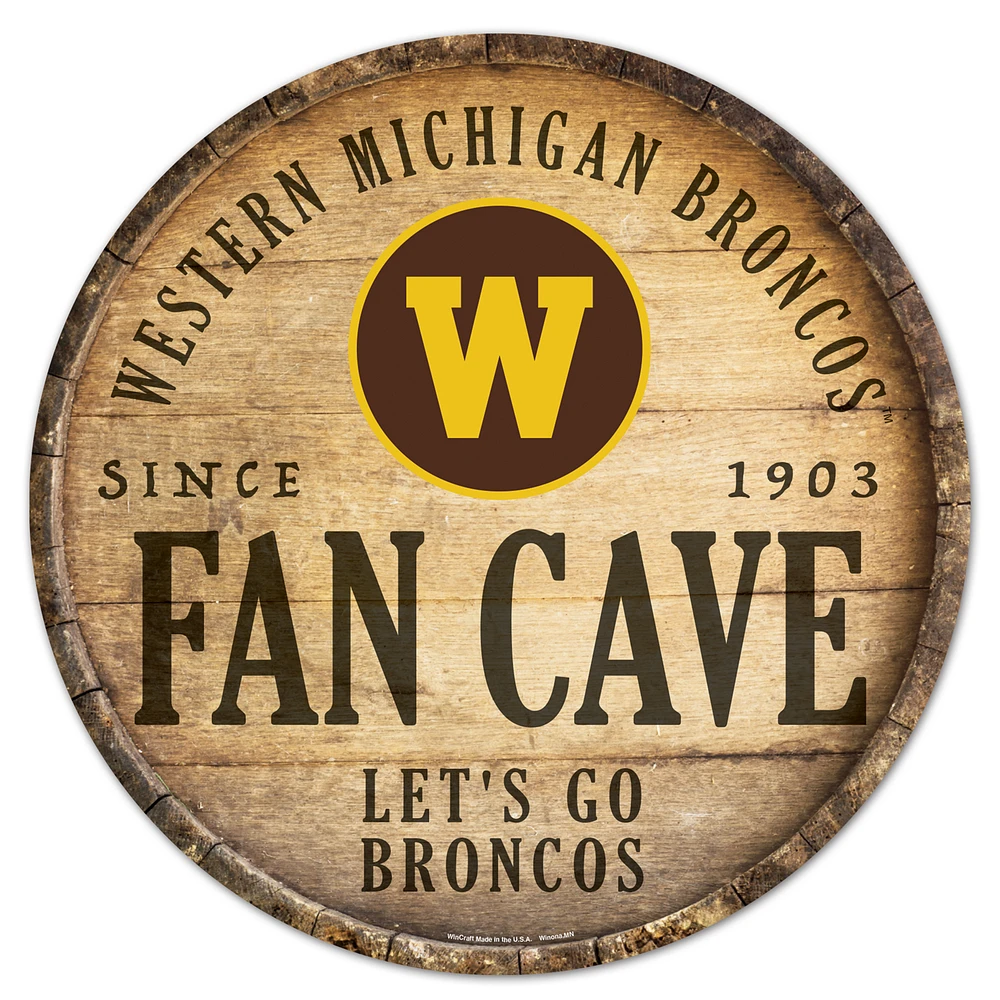 WinCraft Western Michigan Broncos 14" Fan Cave Circular Wood Sign