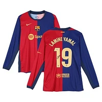 Lamine Yamal Barcelona Autographed 2024-25 Red/Blue Nike Long Sleeve Jersey