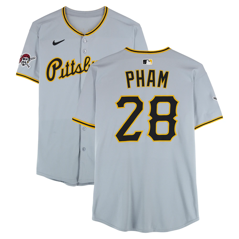 Tommy Pham Pittsburgh Pirates Game-Used #28 Gray Nike Jersey vs. Los Angeles Angels on April 23, 2025
