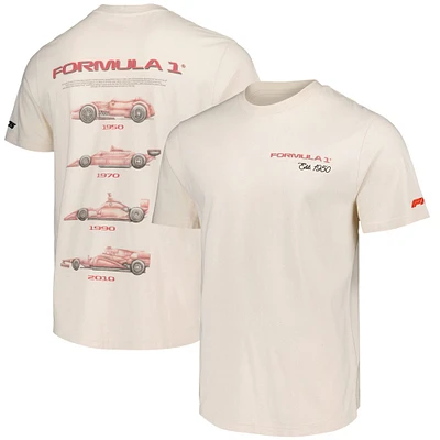 Men's Fanatics Cream Formula 1 History of Cars Graphic Relaxed T-Shirt