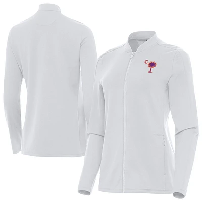 Women's Antigua  White Clemson Tigers Palmetto Series Continual Full-Zip Jacket