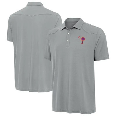 Men's Antigua  Gray Clemson Tigers Palmetto Series Western Polo