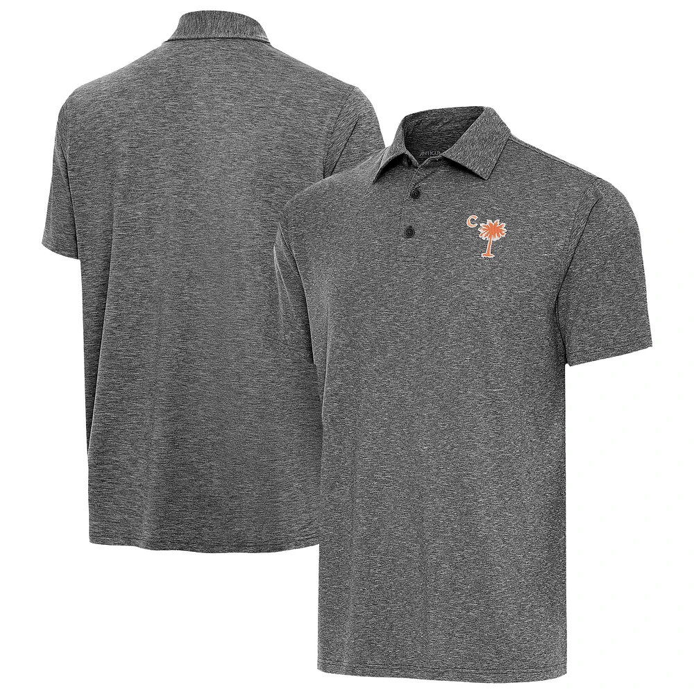Men's Antigua Heather Clemson Tigers Palmetto Series Tall Par 3 Polo