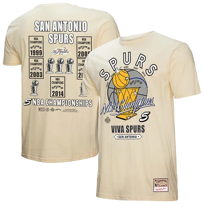 Men's Mitchell & Ness Cream San Antonio Spurs Hardwood Classics Champions Vintage T-Shirt
