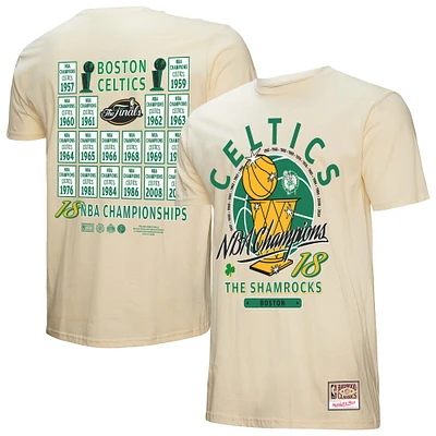 Men's Mitchell & Ness Cream Boston Celtics Hardwood Classics Champions Vintage T-Shirt