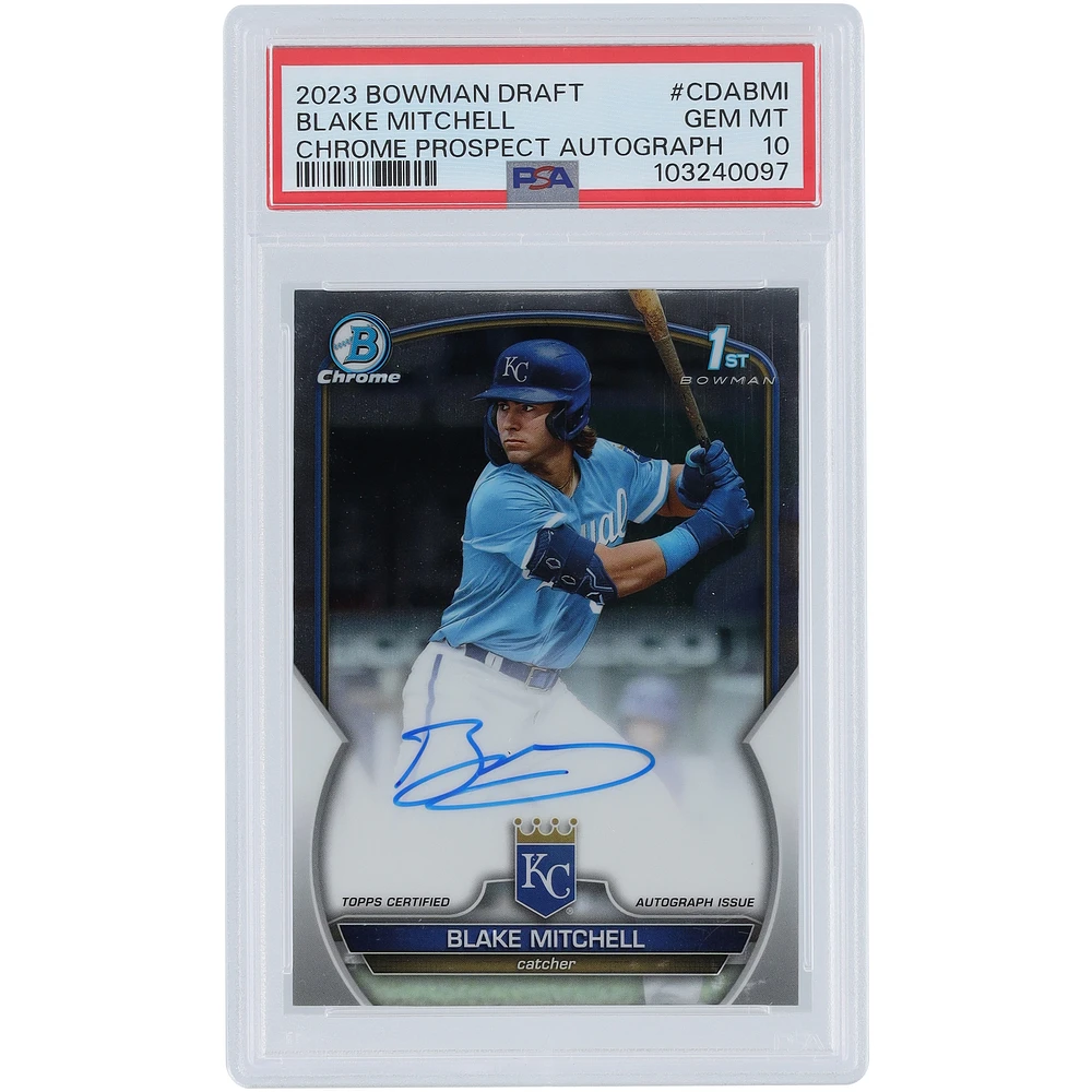 Blake Mitchell Kansas City Royals Autographed 2023 Bowman Chrome 1st Bowman #CDA-BMI PSA Authenticated 10 Card