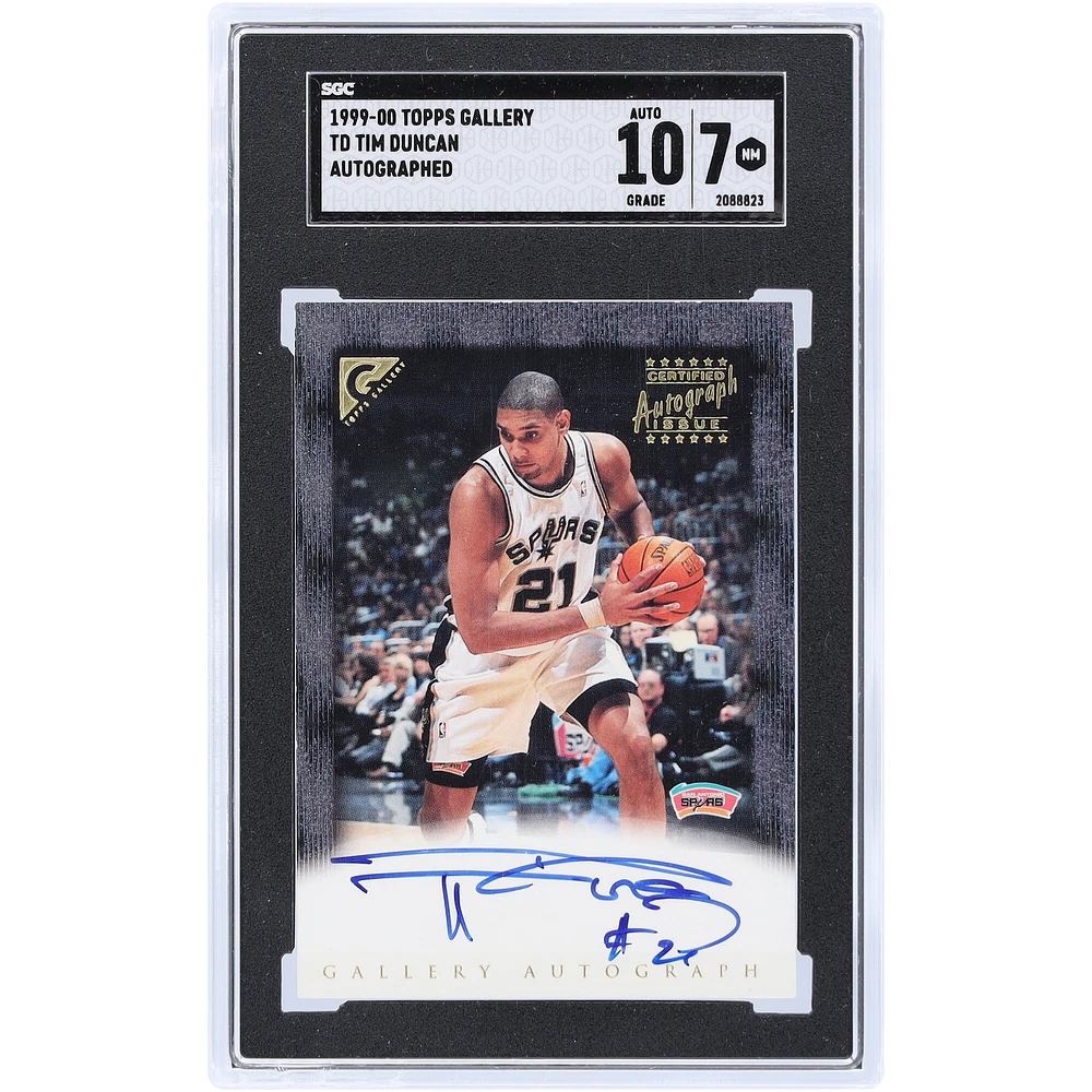 Tim Duncan San Antonio Spurs Autographed 1999-00 Topps Gallery #TD SGC Authenticated 7/10 Card
