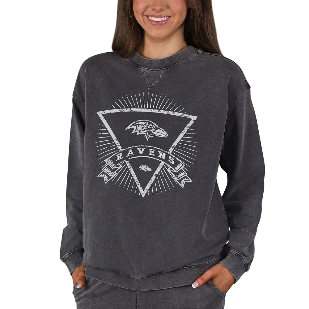Women's Concepts Sport Charcoal Baltimore Ravens Boxy Mist French Terry Long Sleeve Top