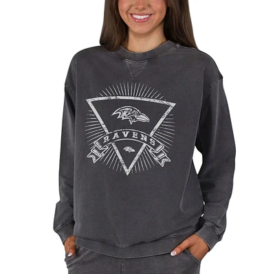 Women's Concepts Sport Charcoal Baltimore Ravens Boxy Mist French Terry Long Sleeve Top
