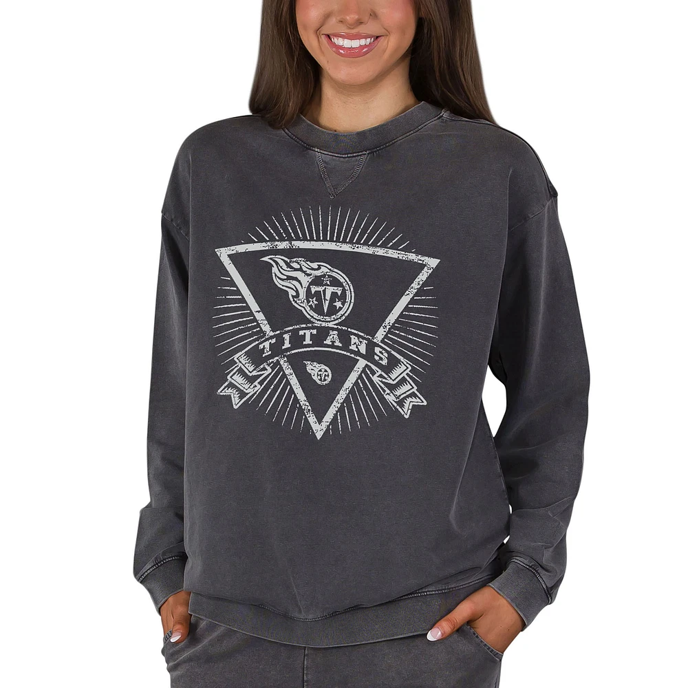 Women's Concepts Sport Charcoal Tennessee Titans Boxy Mist French Terry Long Sleeve Top