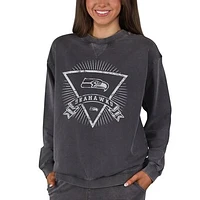 Women's Concepts Sport Charcoal Seattle Seahawks Boxy Mist French Terry Long Sleeve Top