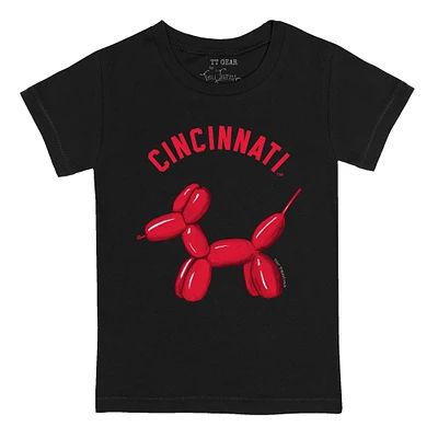 Toddler Tiny Turnip Black Cincinnati Reds Balloon Dog T-Shirt