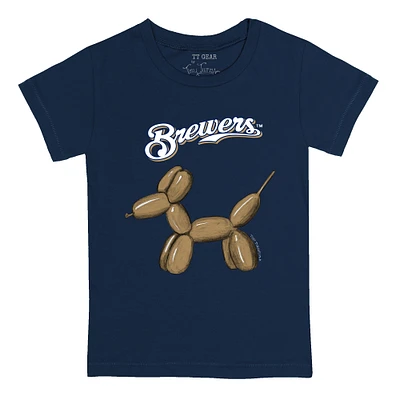 Toddler Tiny Turnip Navy Milwaukee Brewers Balloon Dog T-Shirt