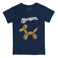 Toddler Tiny Turnip Navy Milwaukee Brewers Balloon Dog T-Shirt