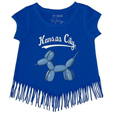 Girls Youth Tiny Turnip Royal Kansas City Royals Balloon Dog Fringe T-Shirt