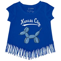 Girls Youth Tiny Turnip Royal Kansas City Royals Balloon Dog Fringe T-Shirt